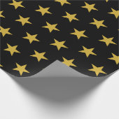 Gold Stars auf schwarz Geschenkpapier (Ecke)