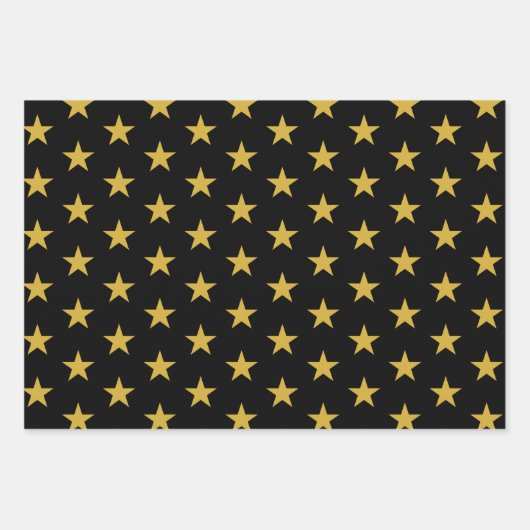 Gold Stars auf schwarz Geschenkpapier Set (Vorderseite 2)