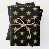 Gold Stars auf schwarz Geschenkpapier Set (Beispiel)