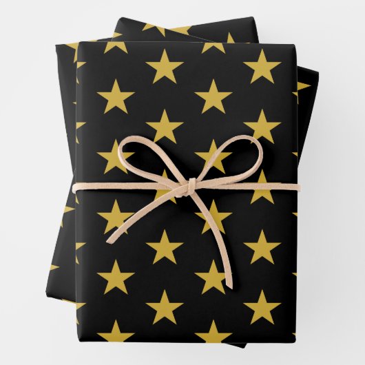 Gold Stars auf schwarz Geschenkpapier Set (Beispiel)