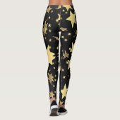 Gold Stars auf schwarzem Hintergrund Leggings (Rückseite)