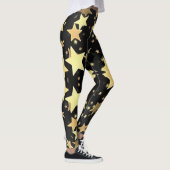 Gold Stars auf schwarzem Hintergrund Leggings (Rechts)