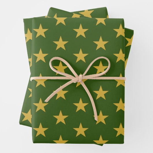Gold Stars auf Smarald Green Geschenkpapier Set (Beispiel)