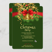 Gold Stars & Bells Weihnachtsfeierliche Party Einl Einladung (Vorne/Hinten)