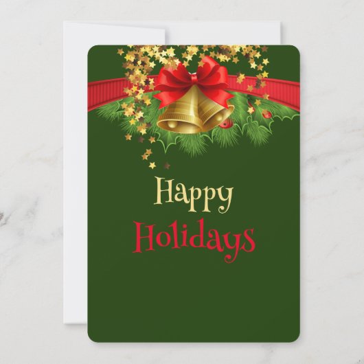 Gold Stars & Bells Weihnachtsfeierliche Party Einl Einladung (Rückseite)