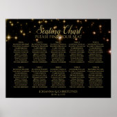 Gold Stars Black 10 Table Wedding Seating Chart Poster (Vorne)