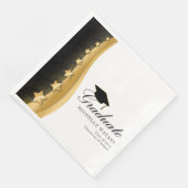 Gold Stars Black Hat Graduation Party Paper Dinner Serviette (Ecke)