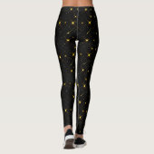 Gold Stars Black Sky Trendy Starry Pattern Scarf Leggings (Rückseite)