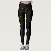 Gold Stars Black Sky Trendy Starry Pattern Scarf Leggings (Vorderseite)