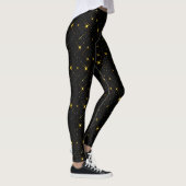 Gold Stars Black Sky Trendy Starry Pattern Scarf Leggings (Rechts)