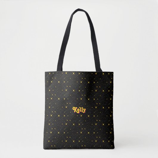 Gold Stars Black Sky Trendy Starry Pattern Tasche (Vorderseite)