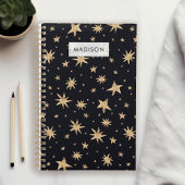 Gold Stars Black Sky Trendy Starry Planer
