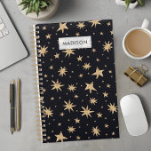 Gold Stars Black Sky Trendy Starry Planer