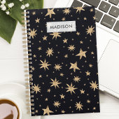 Gold Stars Black Sky Trendy Starry Planer