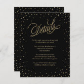 Gold Stars Black Wedding Card Begleitkarte (Vorne/Hinten)
