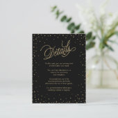 Gold Stars Black Wedding Card Begleitkarte (Stehend Vorderseite)