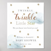 Gold Stars & Blue Clouds Kinderdusche Willkommen Poster (Vorne)