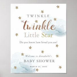 Gold Stars & Blue Clouds Kinderdusche Willkommen Poster