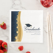 Gold Stars Blue Hat Graduation Party Serviette (Beispiel)