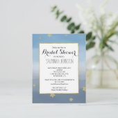 Gold Stars Blue Watercolor Sky Brautparty Einladung (Stehend Vorderseite)