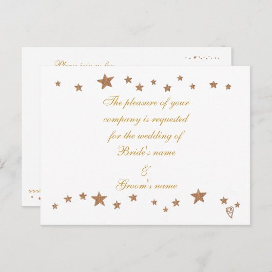 Gold Stars Border Wedding Einladung Postkarten (Vorne/Hinten)