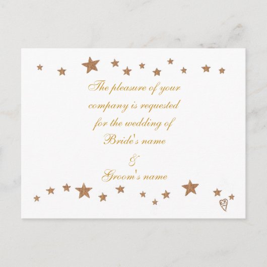 Gold Stars Border Wedding Einladung Postkarten (Vorderseite)
