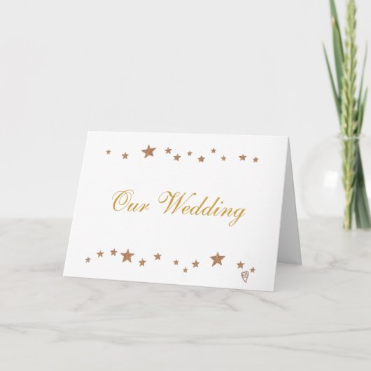Gold Stars Border, Wedding Invitation Cards Einladung (Vorderseite)