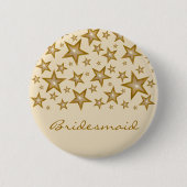 "Gold" Stars "Bridesmaid"-Buttons Button (Vorderseite)