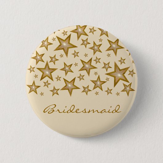 "Gold" Stars "Bridesmaid"-Buttons Button (Vorderseite)