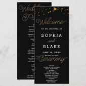 Gold Stars Celestial Black Wedding Program (Vorne/Hinten)