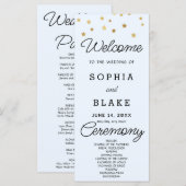 Gold Stars Celestial Light Blue Wedding Program (Vorne/Hinten)