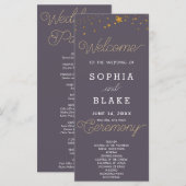 Gold Stars Celestial Smoke Gray Wedding Program (Vorne/Hinten)