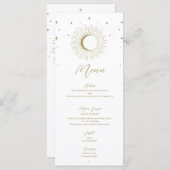 Gold Stars Celestial Sunburst Moon Wedding Menu Menükarte (Vorne/Hinten)