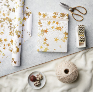 Gold Stars Celestial Weihnachten  Magischer Feiert Geschenkpapier