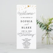 Gold Stars Celestial White Wedding Program (Stehend Vorderseite)