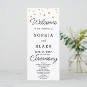 Gold Stars Celestial White Wedding Program (Stehend Vorderseite)