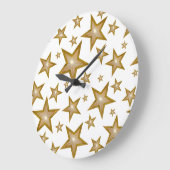 "Gold" Stars clock round white Große Wanduhr (Winkel)