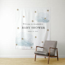 Gold Stars & Clouds Baby Shower Tapestes Wandteppich