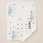Gold Stars & Clouds Blue Boy Monatlicher Meilenste Sherpadecke (Vorderseite)