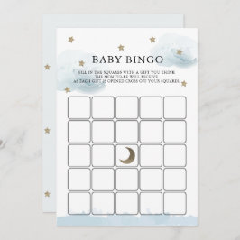 Gold Stars & Clouds Kinderdusche Bingo Game Card Einladung
