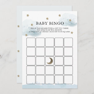 Gold Stars & Clouds Kinderdusche Bingo Game Card Einladung