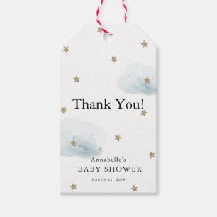 Gold Stars & Clouds Kinderdusche Danke GIft Tag Geschenkanhänger