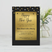 Gold Stars Confetti | Einladung zum Silvesterabend (Stehend Vorderseite)