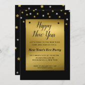Gold Stars Confetti | Einladung zum Silvesterabend (Vorne/Hinten)