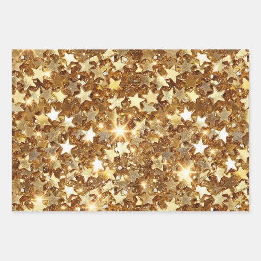 Gold Stars Confetti Geschenkpapier Set (Vorderseite 3)