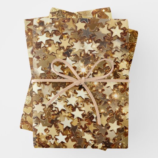 Gold Stars Confetti Geschenkpapier Set (Beispiel)
