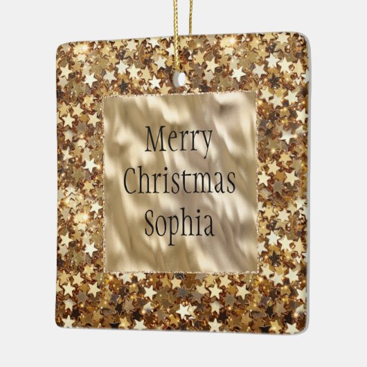 Gold Stars Confetti Keramikornament (Links)