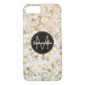 Gold Stars Confetti Peach Monogram Case-Mate iPhone Hülle (Rückseite)