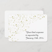 Gold Stars Confetti White Wedding RSVP (Vorne/Hinten)