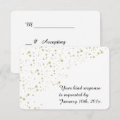Gold Stars Confetti White Wedding RSVP Karte (Vorne/Hinten)